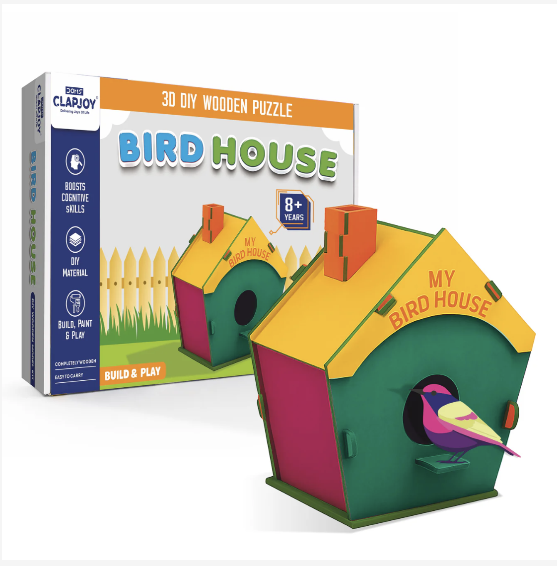 Bird House 3D DIY Wooden Puzzle, Build and Play, Boosts Cognitive Skills, for Ages 8+